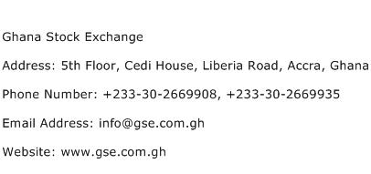 Ghana Stock Exchange Address Contact Number
