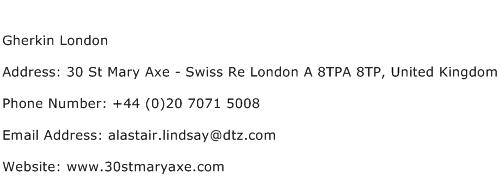 Gherkin London Address Contact Number