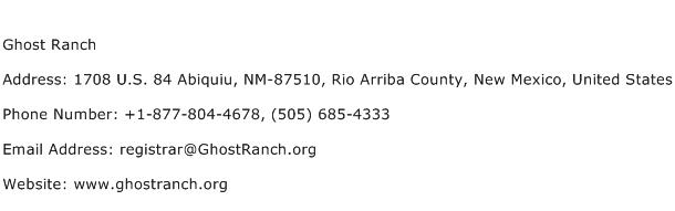 Ghost Ranch Address Contact Number