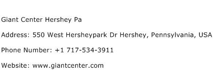 Giant Center Hershey Pa Address Contact Number