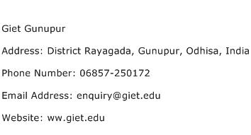 Giet Gunupur Address Contact Number