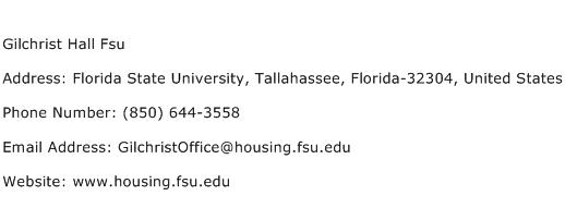 Gilchrist Hall Fsu Address Contact Number