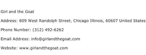 Girl and the Goat Address Contact Number