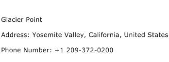 Glacier Point Address Contact Number