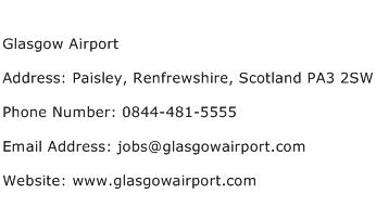 Glasgow Airport Address Contact Number