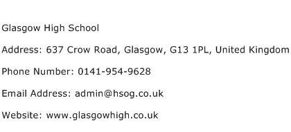 Glasgow High School Address Contact Number
