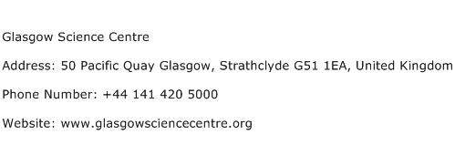 Glasgow Science Centre Address Contact Number