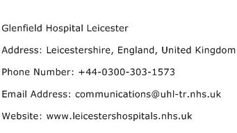 Glenfield Hospital Leicester Address Contact Number