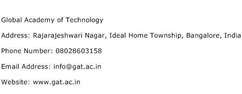 Global Academy of Technology Address Contact Number