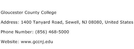 Gloucester County College Address Contact Number