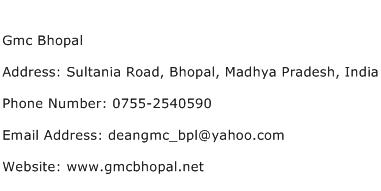 Gmc Bhopal Address Contact Number