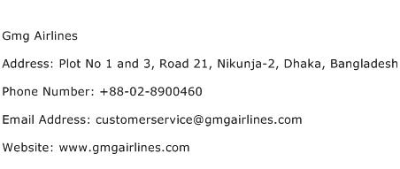 Gmg Airlines Address Contact Number