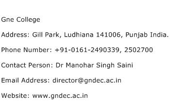 Gne College Address Contact Number