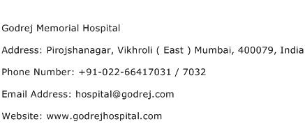Godrej Memorial Hospital Address Contact Number