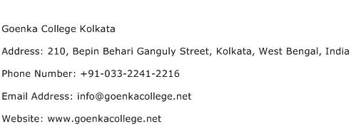 Goenka College Kolkata Address Contact Number