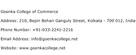 Goenka College of Commerce Address Contact Number
