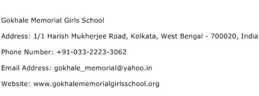 Gokhale Memorial Girls School Address Contact Number