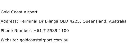 Gold Coast Airport Address Contact Number