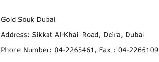 Gold Souk Dubai Address Contact Number