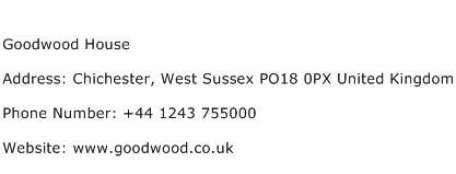 Goodwood House Address Contact Number