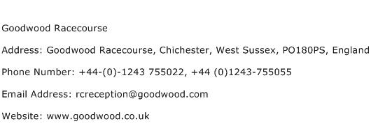 Goodwood Racecourse Address Contact Number