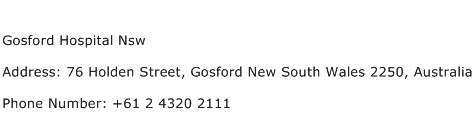 Gosford Hospital Nsw Address Contact Number