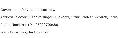 Government Polytechnic Lucknow Address Contact Number