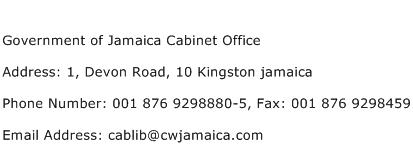Government of Jamaica Cabinet Office Address Contact Number