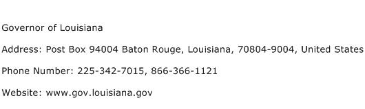 Governor of Louisiana Address Contact Number
