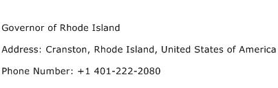 Governor of Rhode Island Address Contact Number