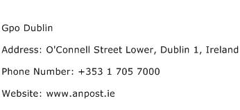 Gpo Dublin Address Contact Number