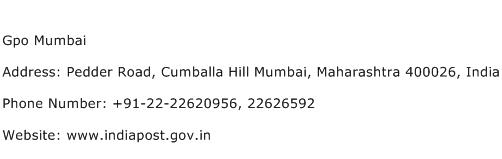 Gpo Mumbai Address Contact Number
