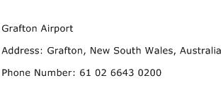 Grafton Airport Address Contact Number