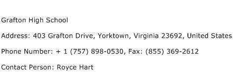 Grafton High School Address Contact Number