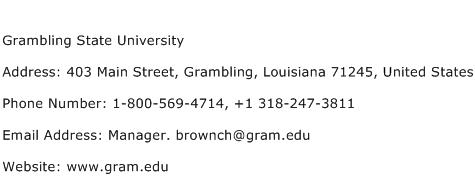 Grambling State University Address Contact Number
