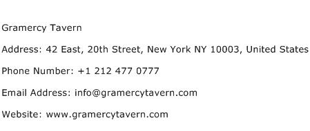 Gramercy Tavern Address Contact Number