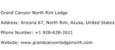 Grand Canyon North Rim Lodge Address Contact Number
