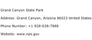 Grand Canyon State Park Address Contact Number