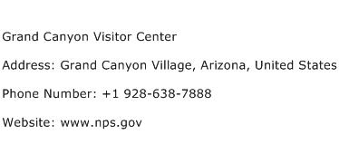 Grand Canyon Visitor Center Address Contact Number