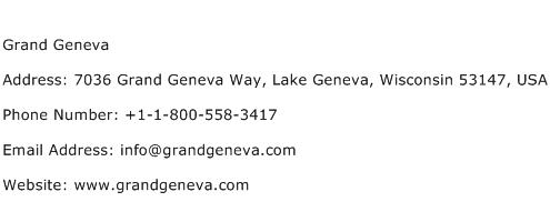 Grand Geneva Address Contact Number