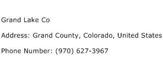 Grand Lake Co Address Contact Number