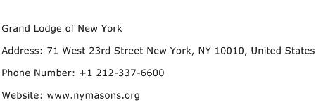 Grand Lodge of New York Address Contact Number