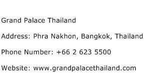 Grand Palace Thailand Address Contact Number