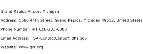 Grand Rapids Airport Michigan Address Contact Number
