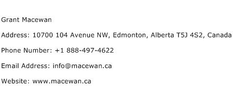 Grant Macewan Address Contact Number