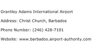 Grantley Adams International Airport Address Contact Number