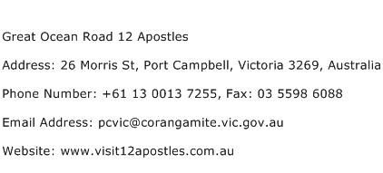 Great Ocean Road 12 Apostles Address Contact Number