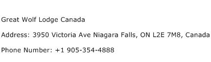 Great Wolf Lodge Canada Address Contact Number