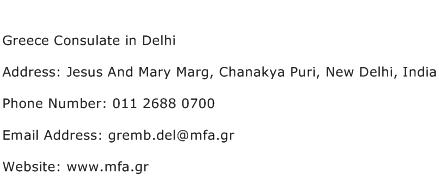 Greece Consulate in Delhi Address Contact Number