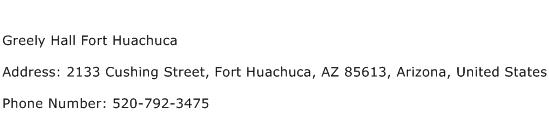 Greely Hall Fort Huachuca Address Contact Number